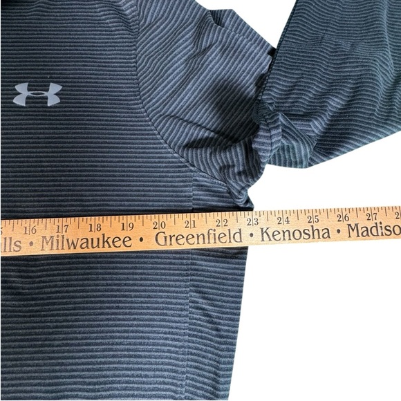 Under Armour ColdGear 1/4 Zip Pullover Men’s Large Gray Striped Long Sleeve - Picture 6 of 10